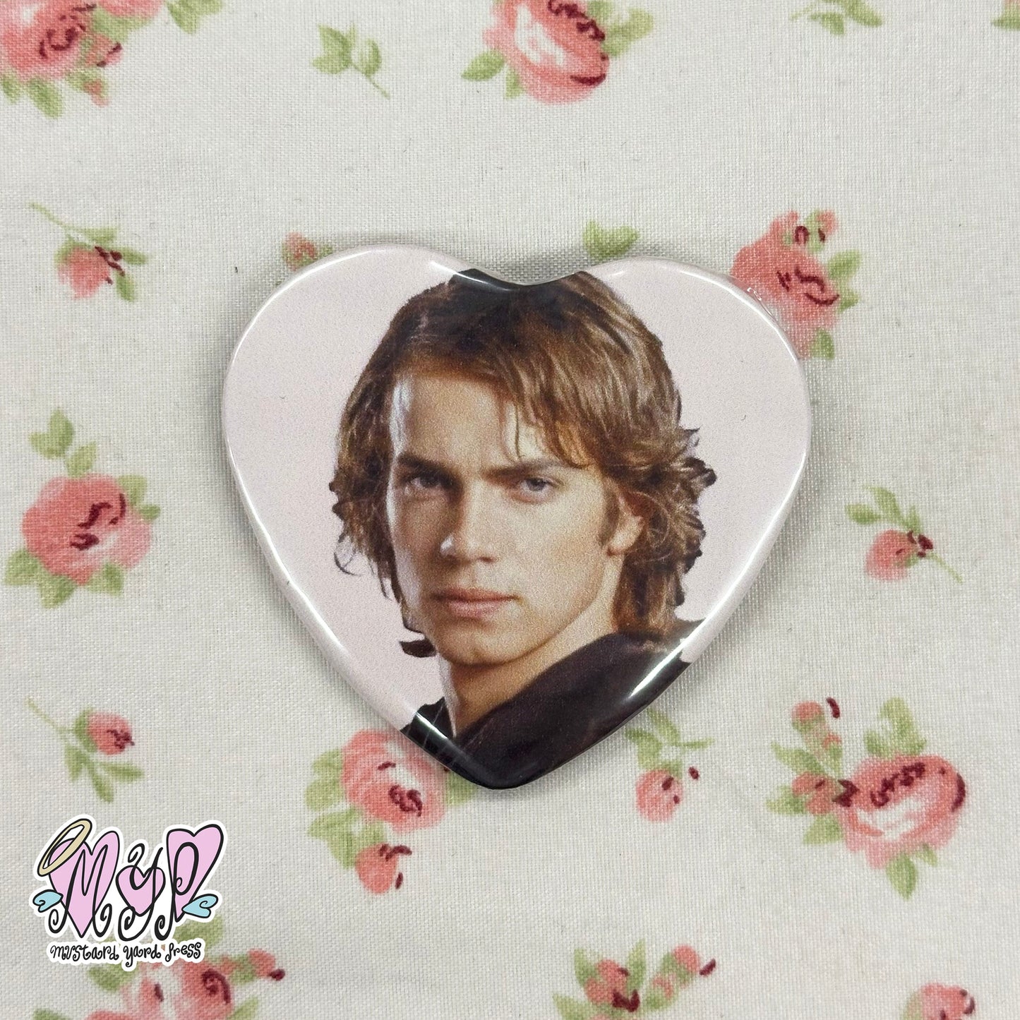 pink ani heart shaped button pin