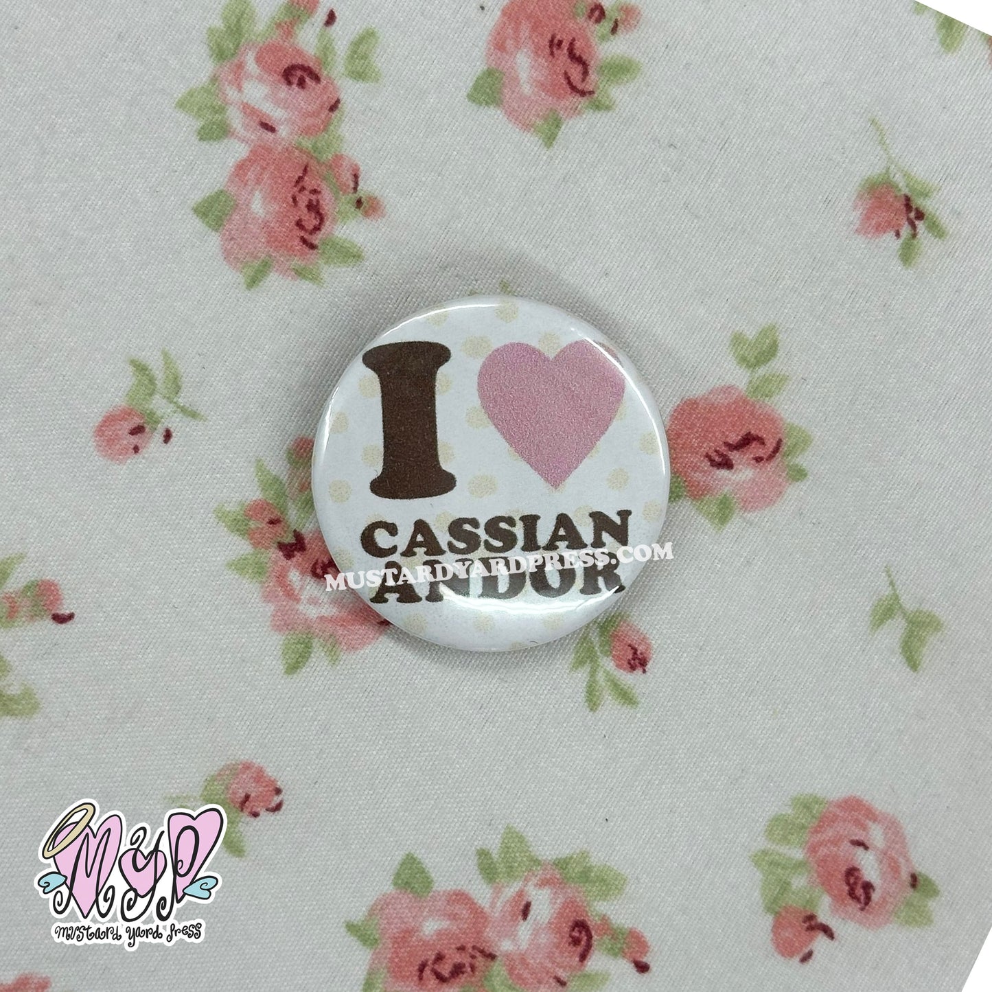 i love cass button pin