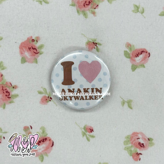 i love ani button pin