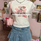 bear kisses ribbed lace baby tee