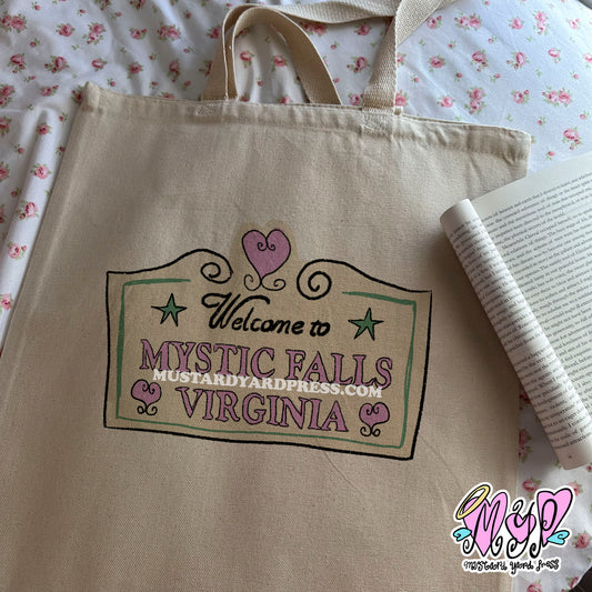 mystic falls tote bag