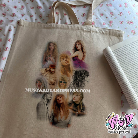 eras collage tote bag