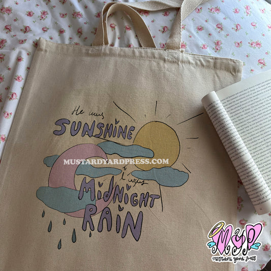 midnight rain tote bag