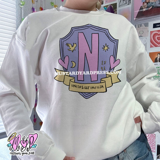 never logo crewneck