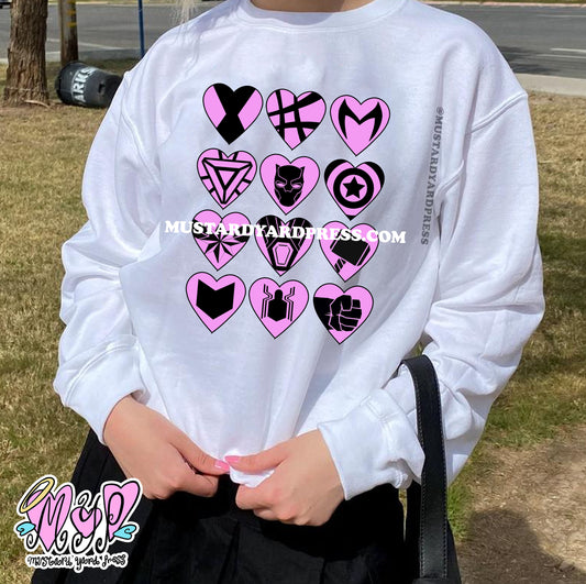 heart icons crewneck