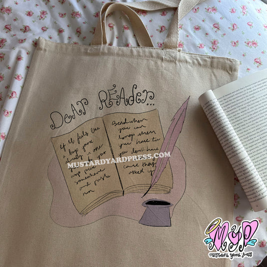 dear reader tote bag