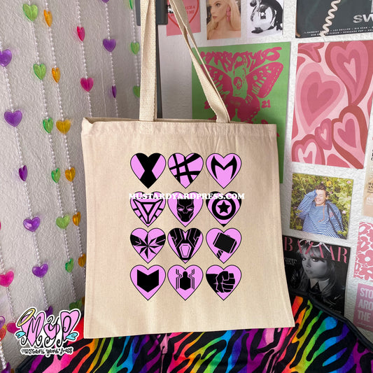 heart icons tote bag