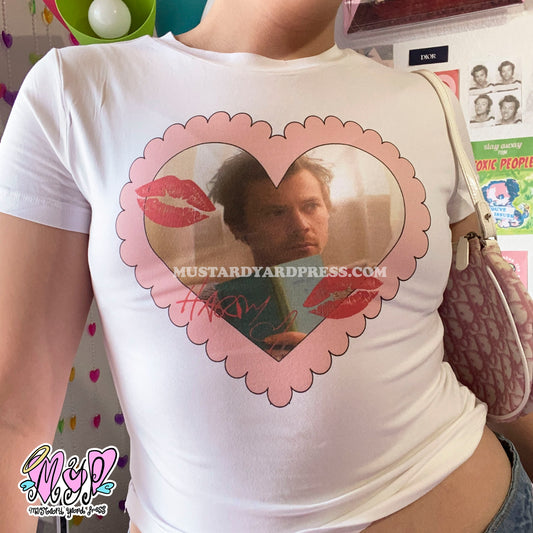 lace heart harry baby tee