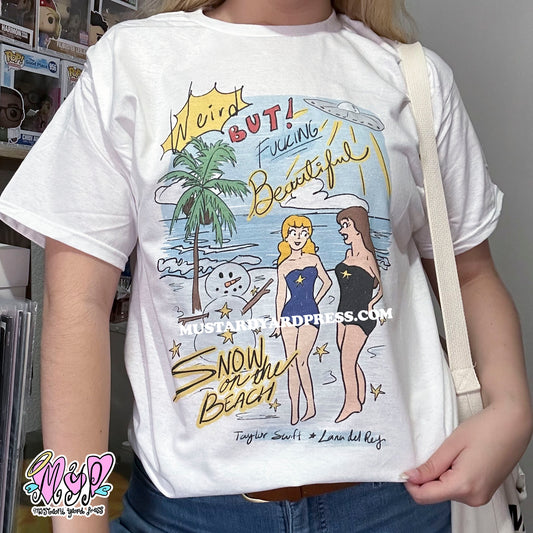 snowy beach t-shirt