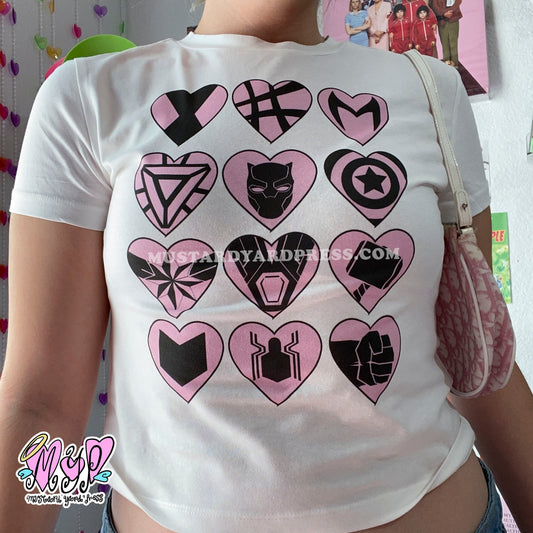 heart icons baby tee