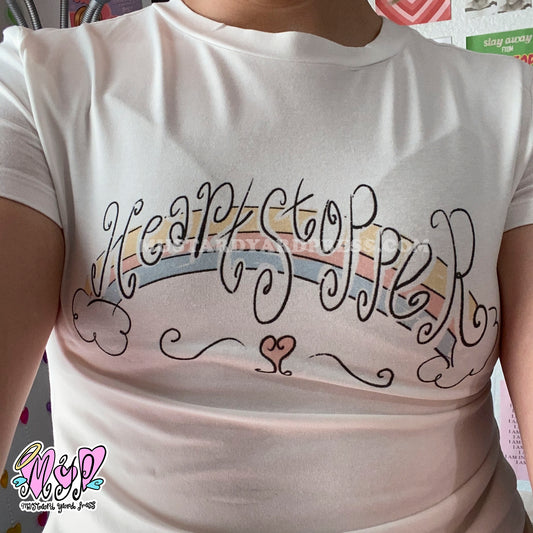 heartstop rainbow baby tee
