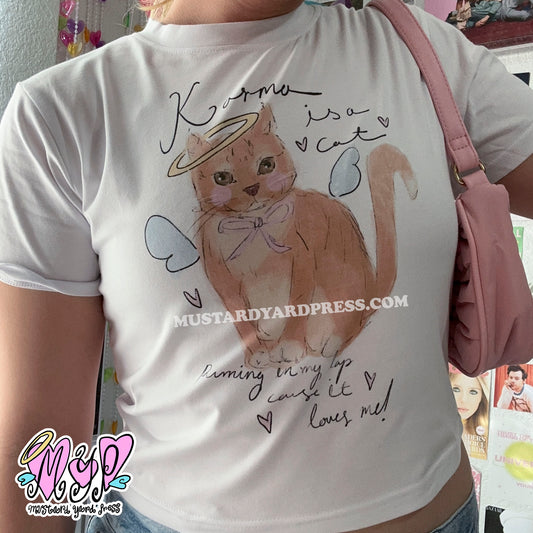 karma cat baby tee