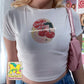cherry fruit label baby tee