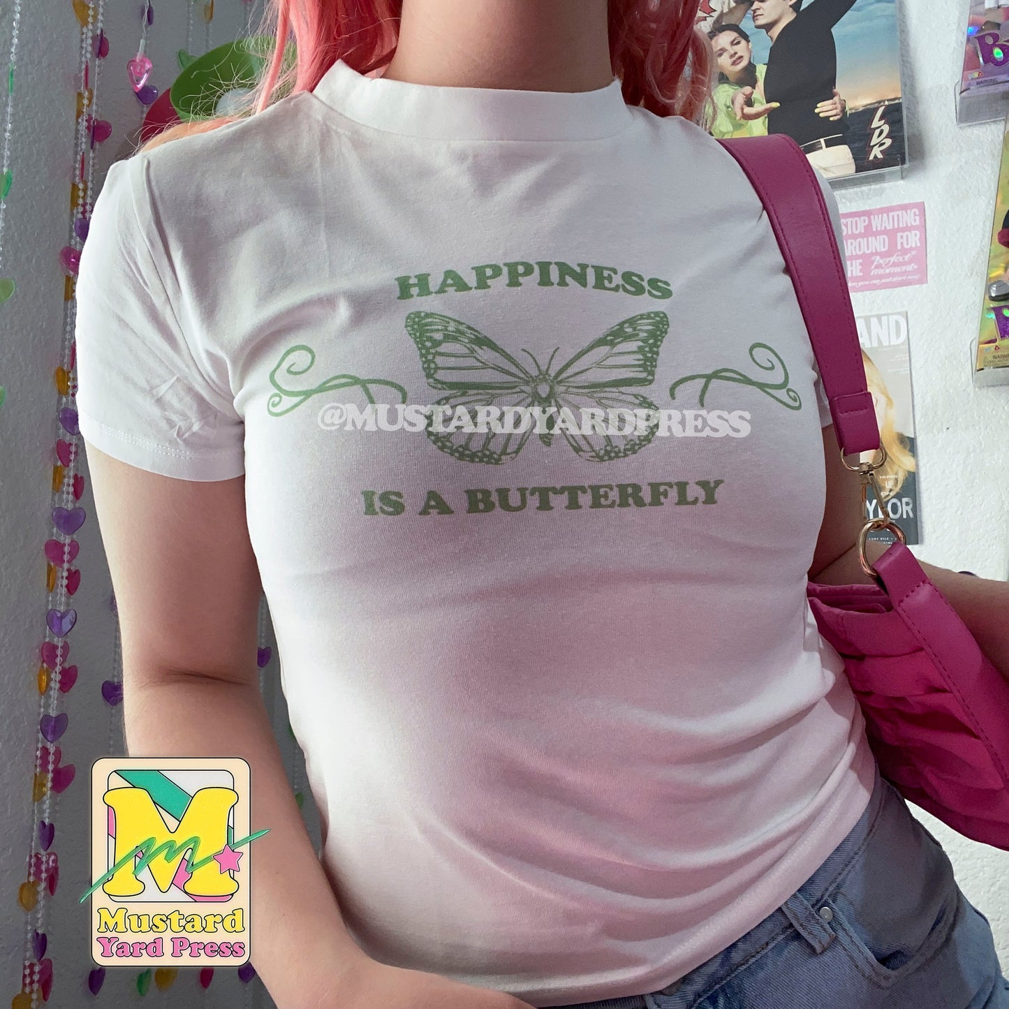 happiness is a butterfly baby tee