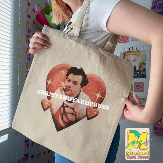 harry heart tote bag